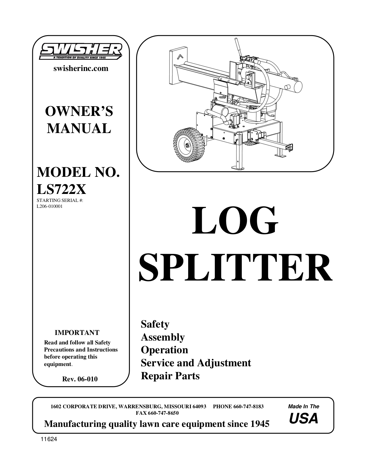 Swisher LS722X User Manual