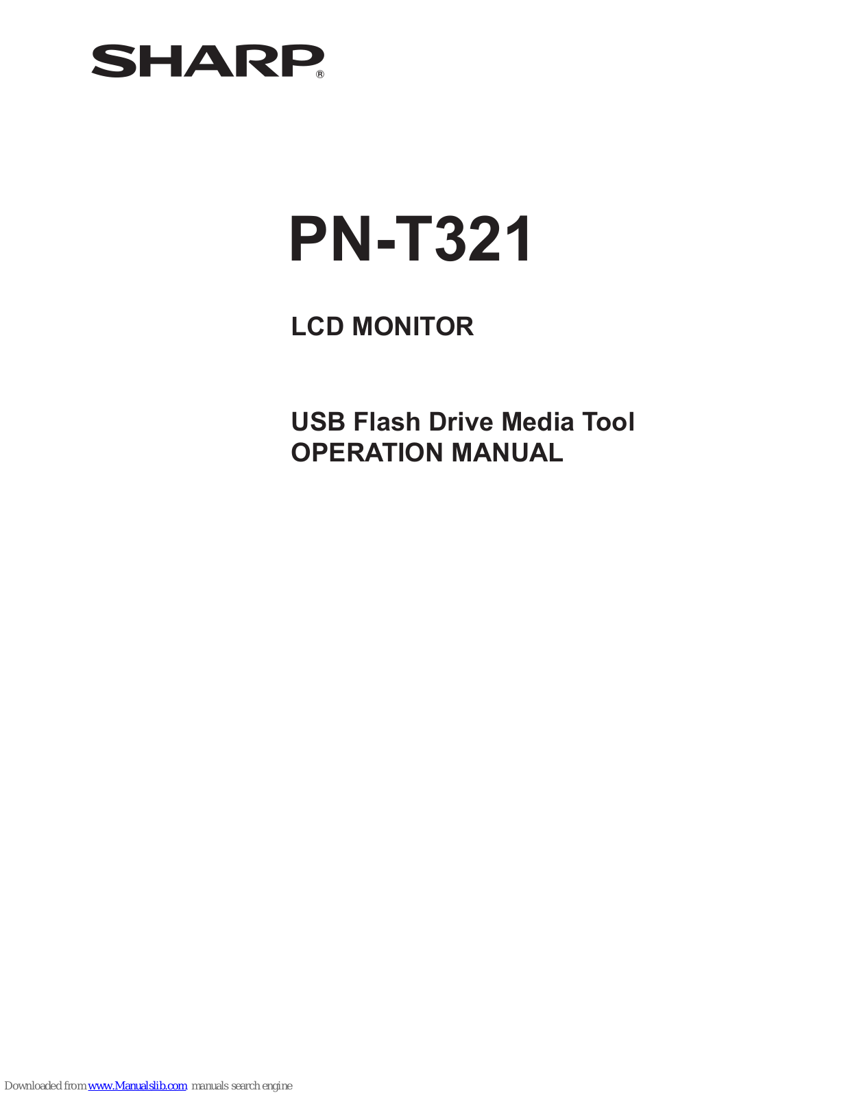 Sharp PN-T321 USB Flash Media Tool, PN-T321 Operation Manual - ManualMachine.com