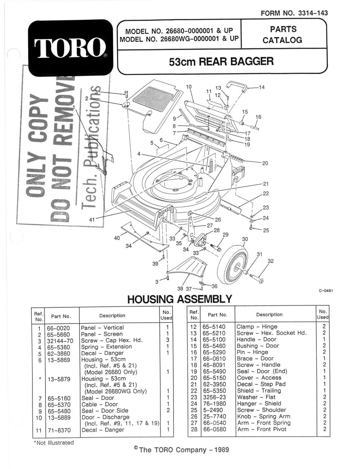 Toro 26680, 26680WG Parts Catalogue