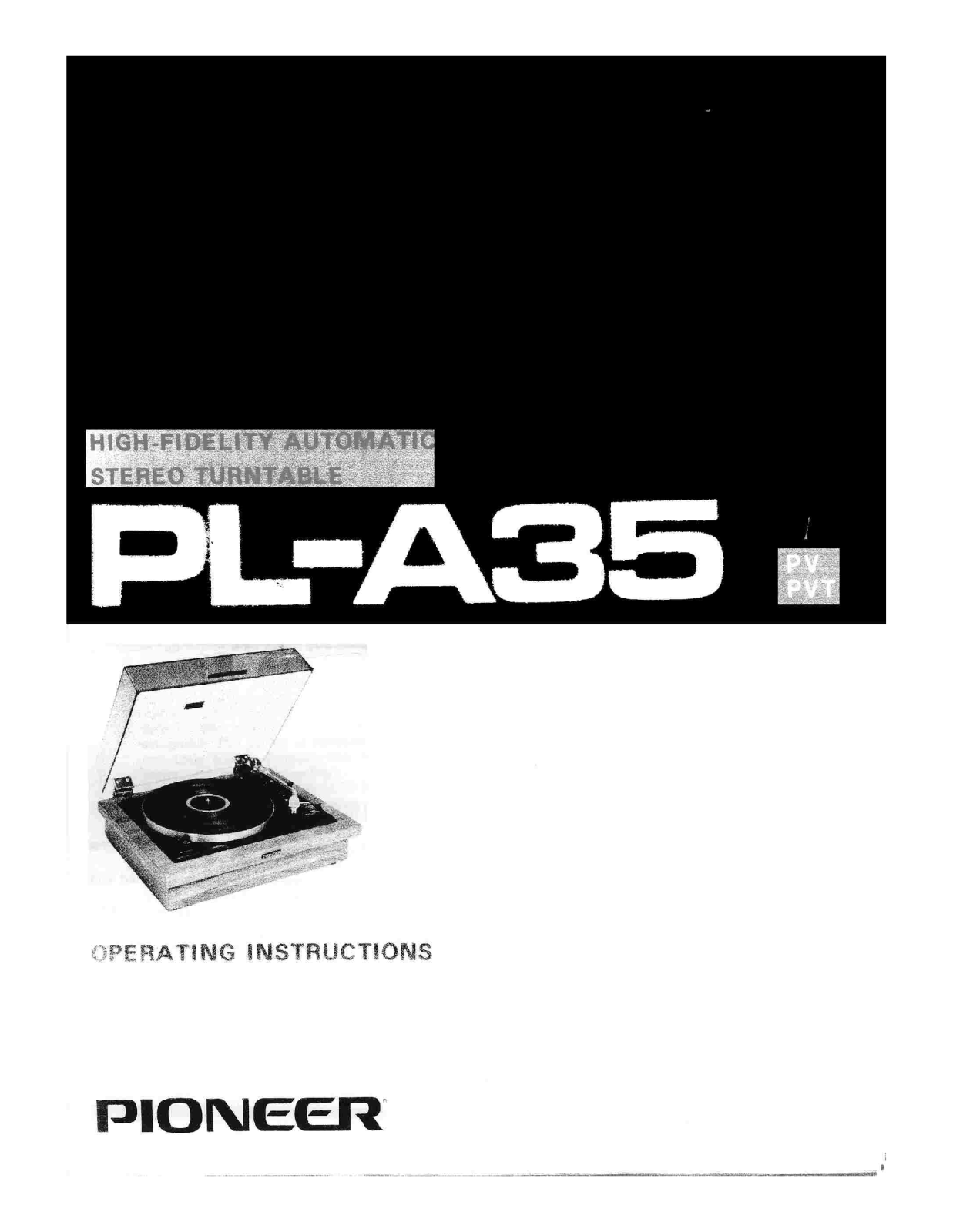 Pioneer PL-A35 Owners Manual