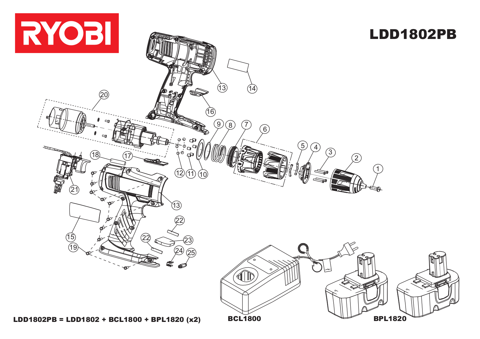 Ryobi LDD1802PB User Manual