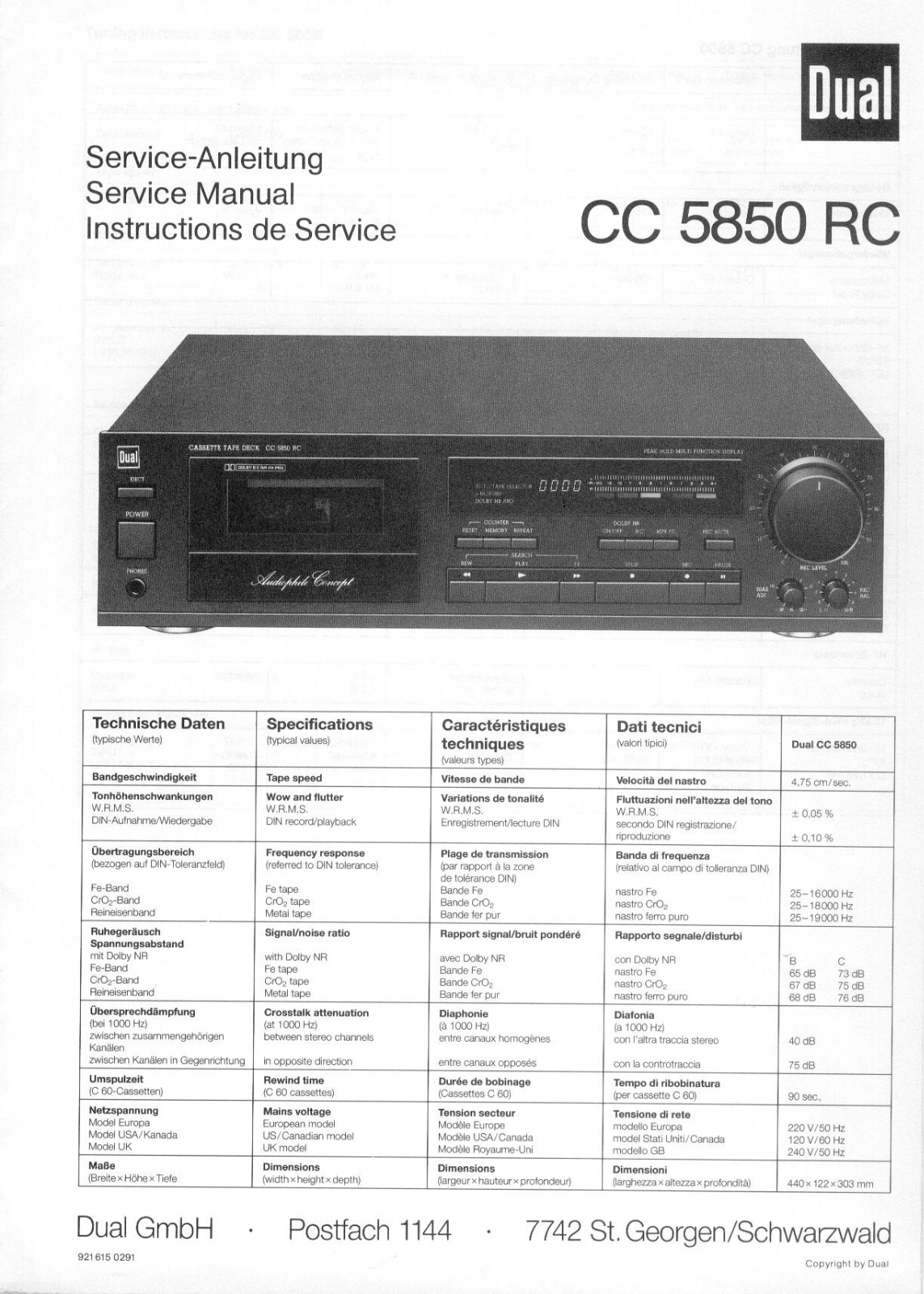 Dual CC-5850-RC Service manual