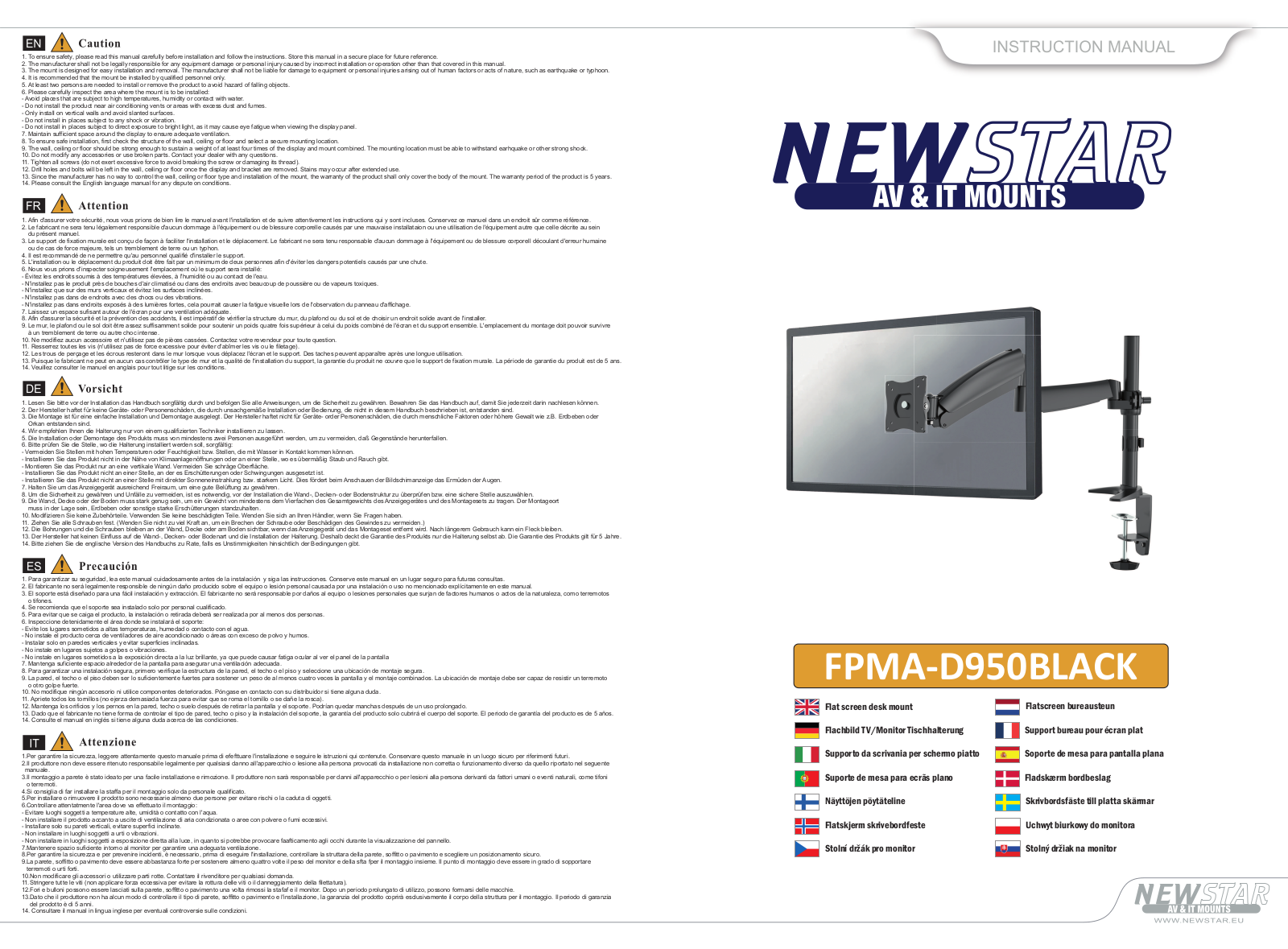 Newstar FPMA-D950BLACK User Manual