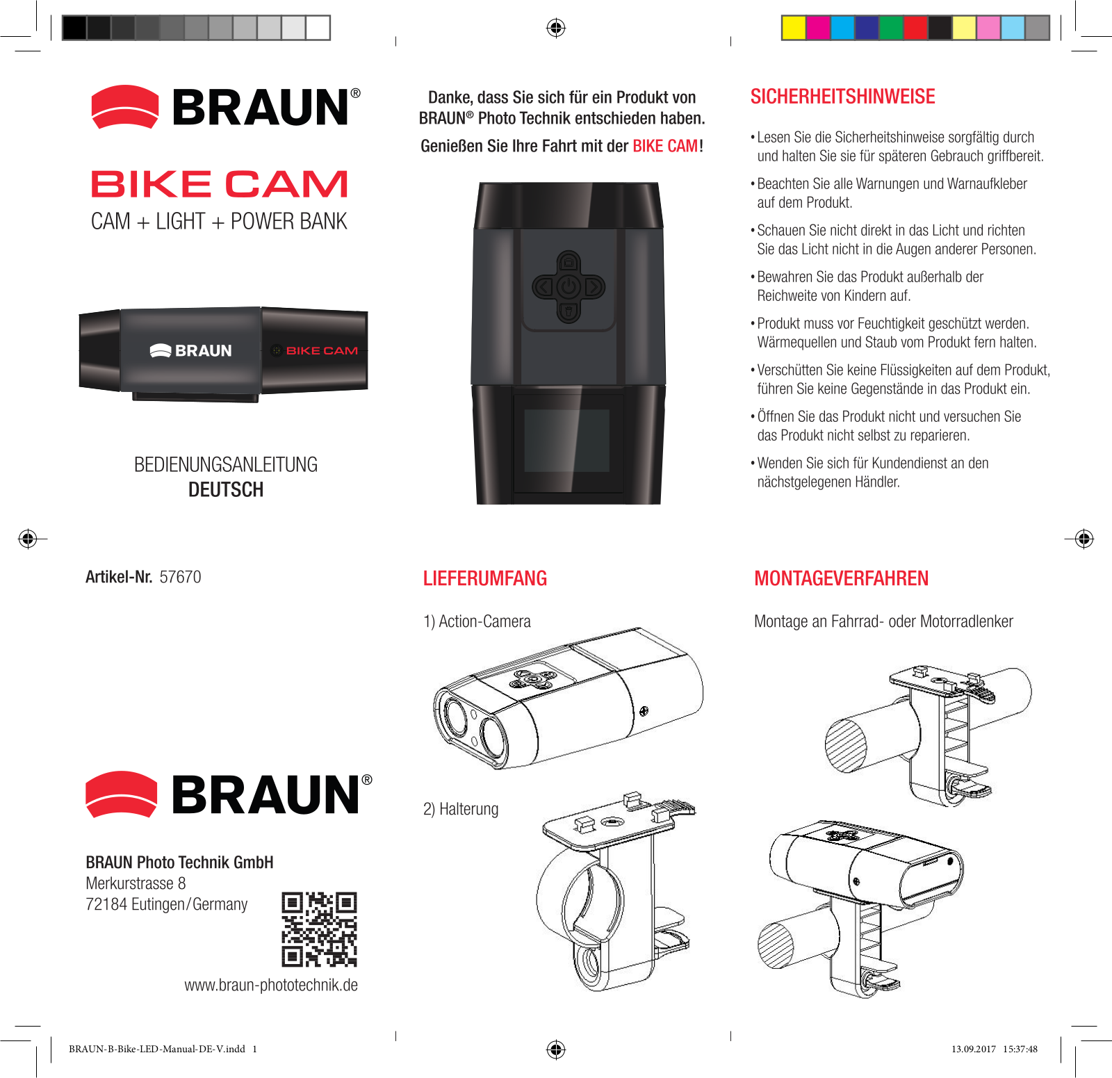 BRAUN PHOTO TECHNIK Bike Cam Instruction Manual