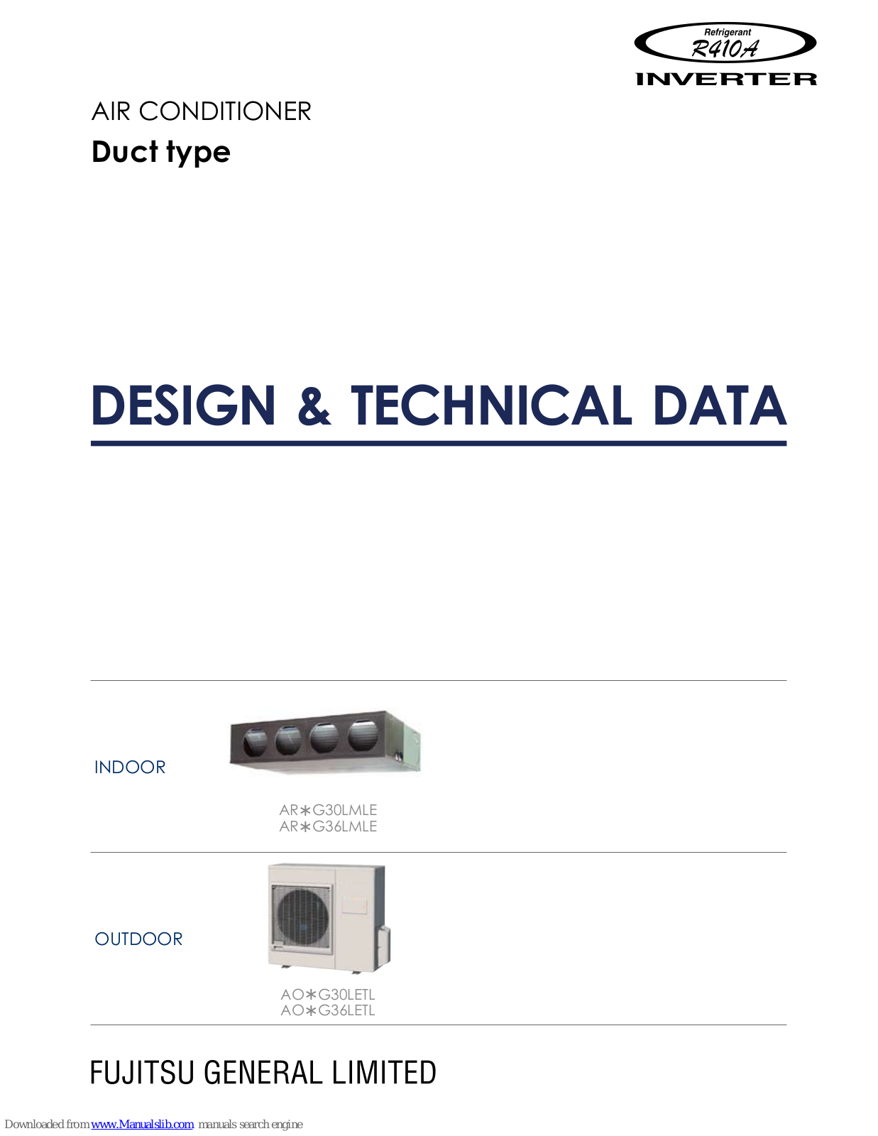 Fujitsu AR*G30LMLE series, AR*G36LMLE series, AO*G30LETL series, AO*G36LETL series Technical Data Manual