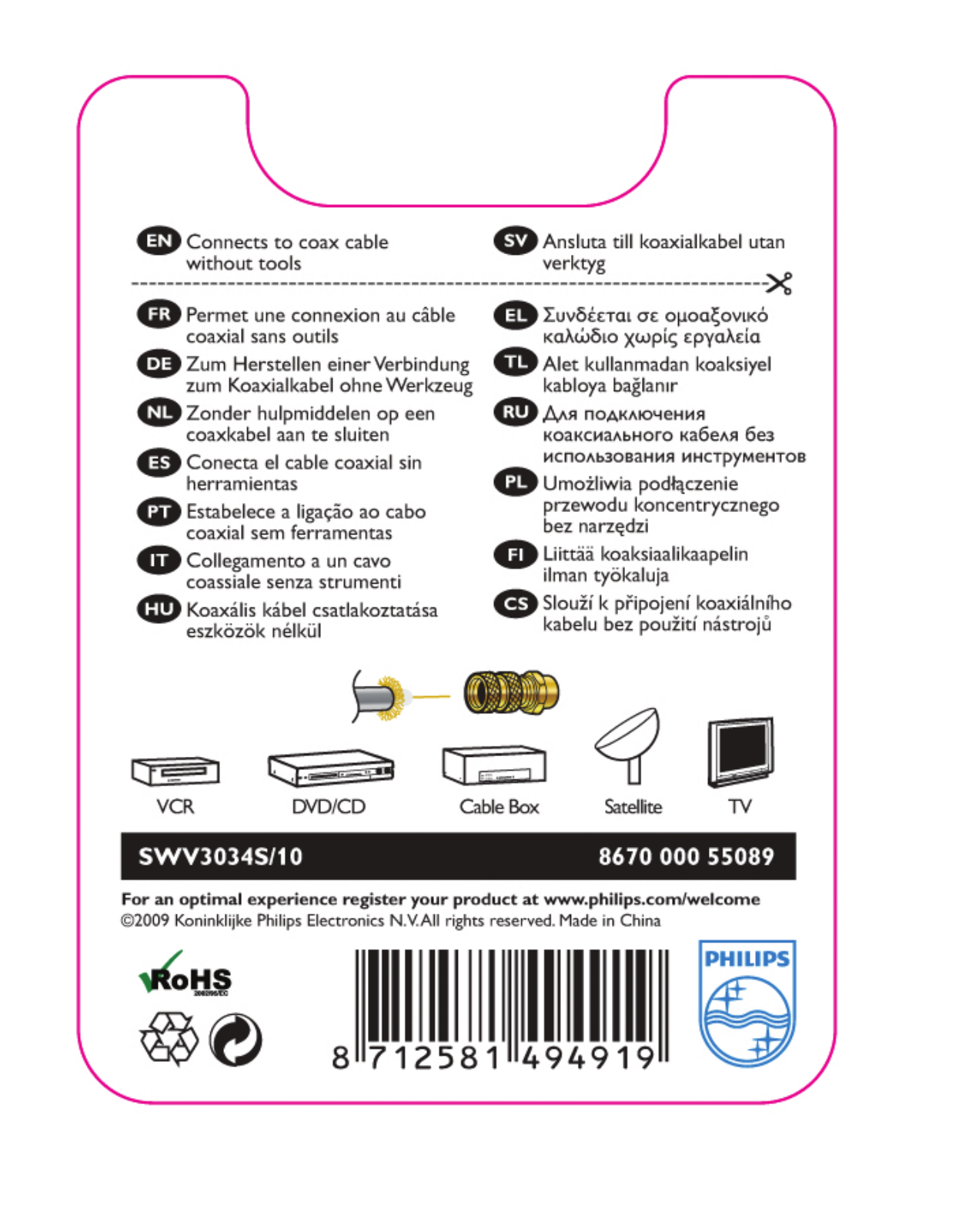 Philips SWV3034S/10 Instructions manual