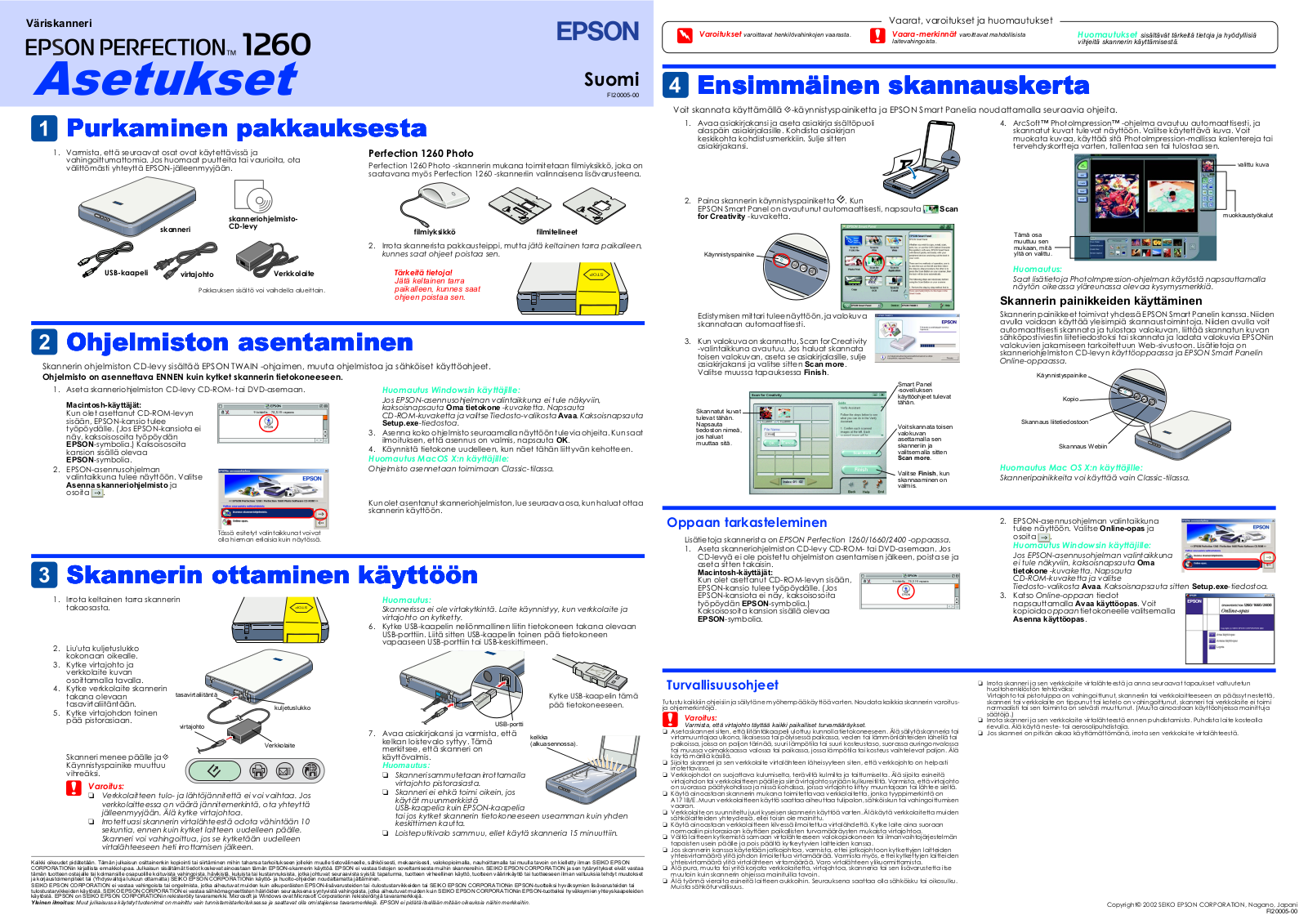 Epson PERFECTION 1260 SETUP GUIDE