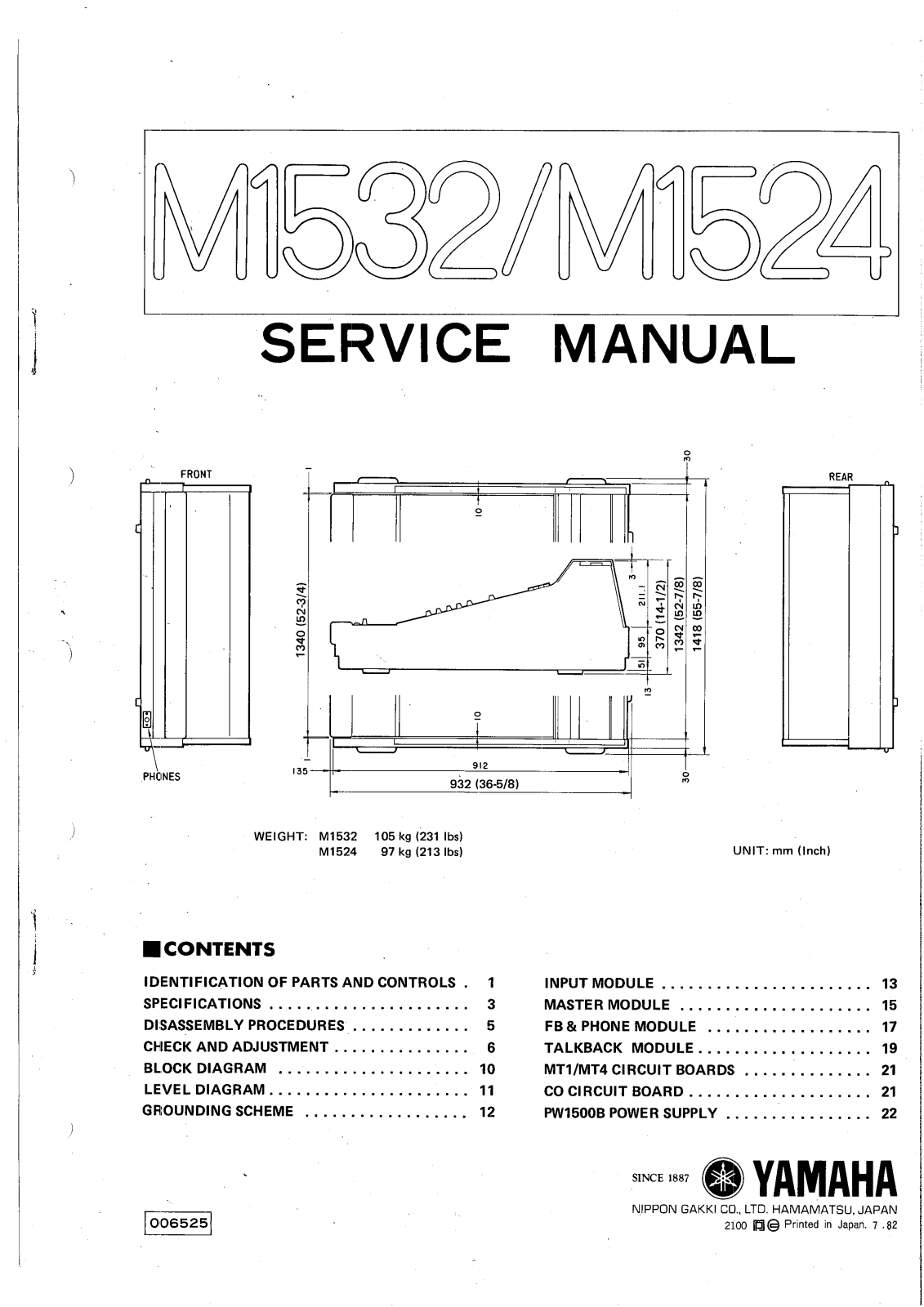 Yamaha M-1532, M-1524 Service Manual