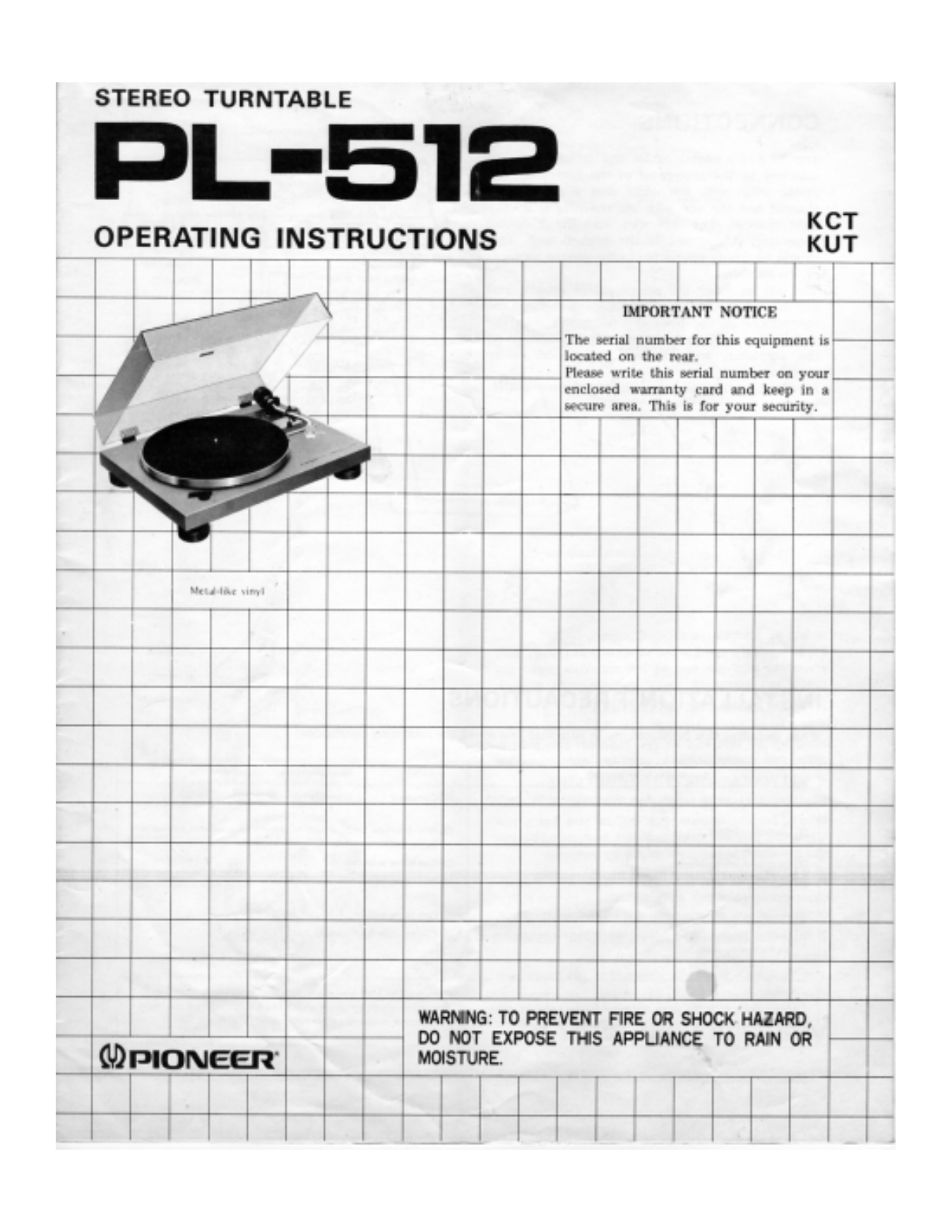 Pioneer PL-512 Owners manual