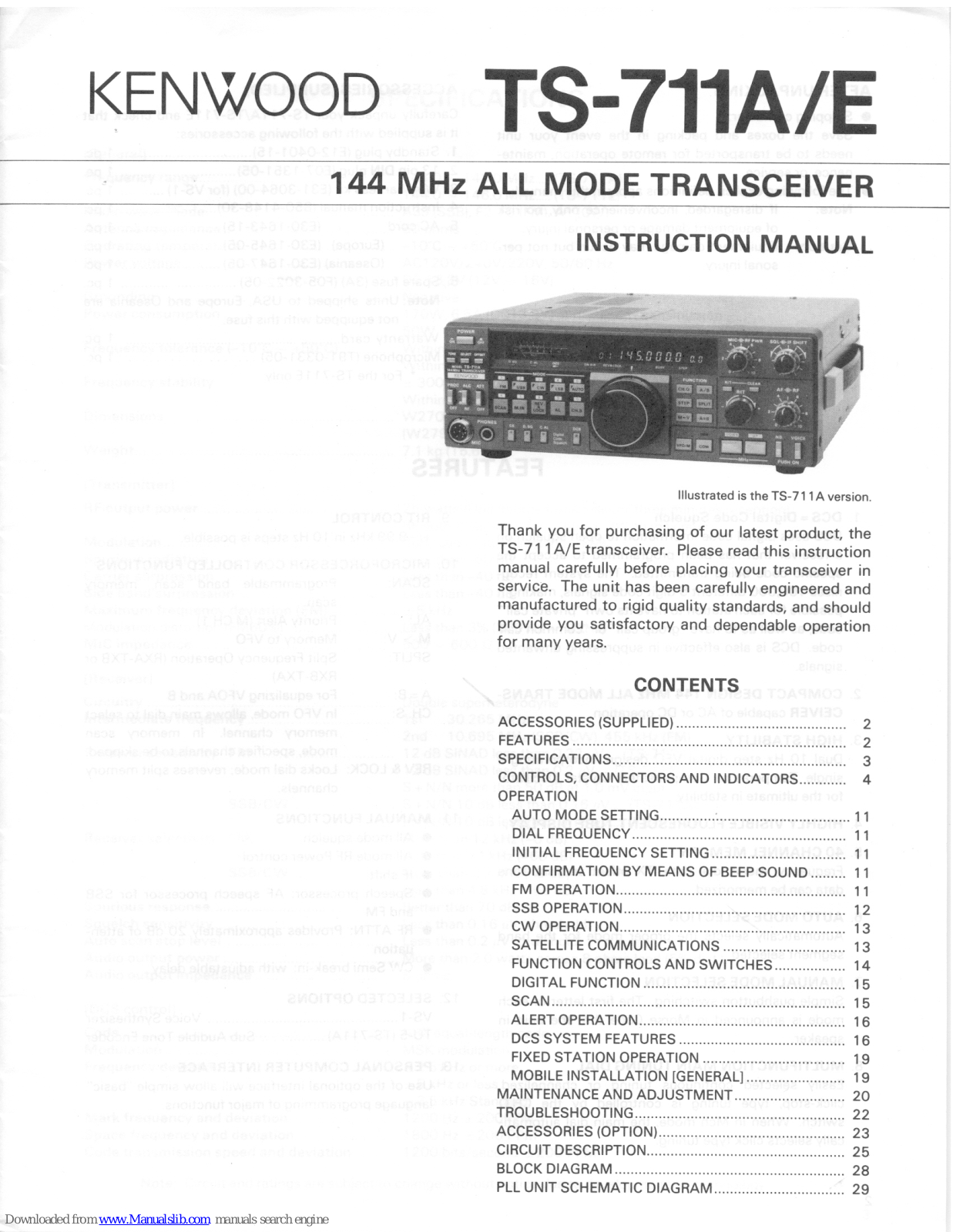 Kenwood TS-711A/E, TS-711E Instruction Manual