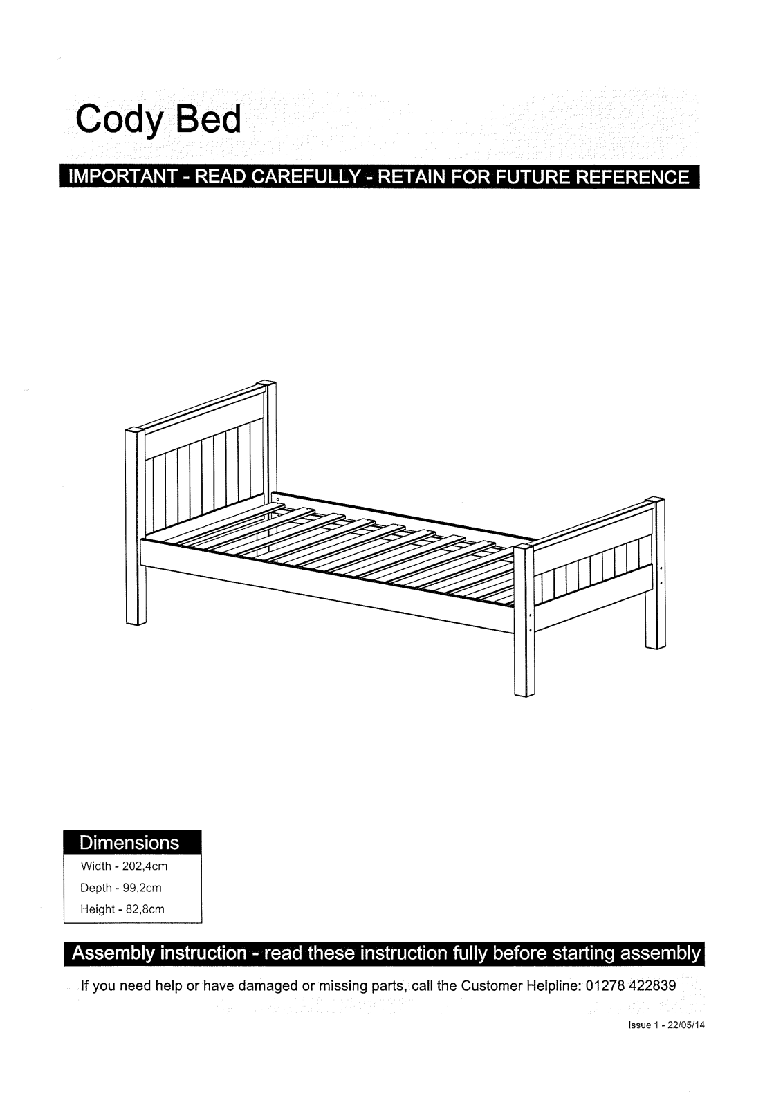 Argos 2268905, 2392974, 2444262, 2576903, 2591768 ASSEMBLY INSTRUCTIONS