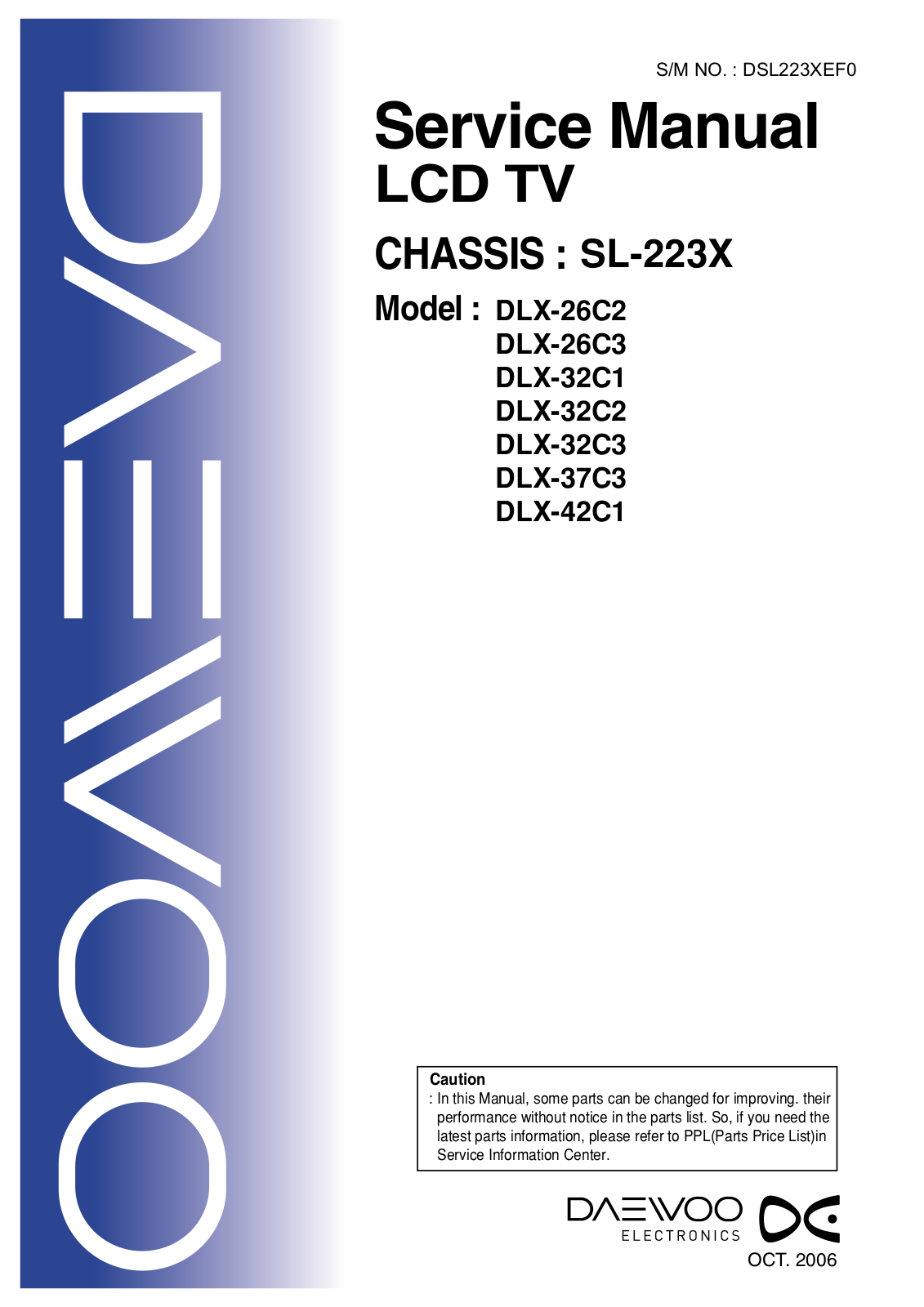 Daewoo DLX-26C2, DLX-26C3, DLX-32C1, DLX-32C2, DLX-32C3 Service Manual