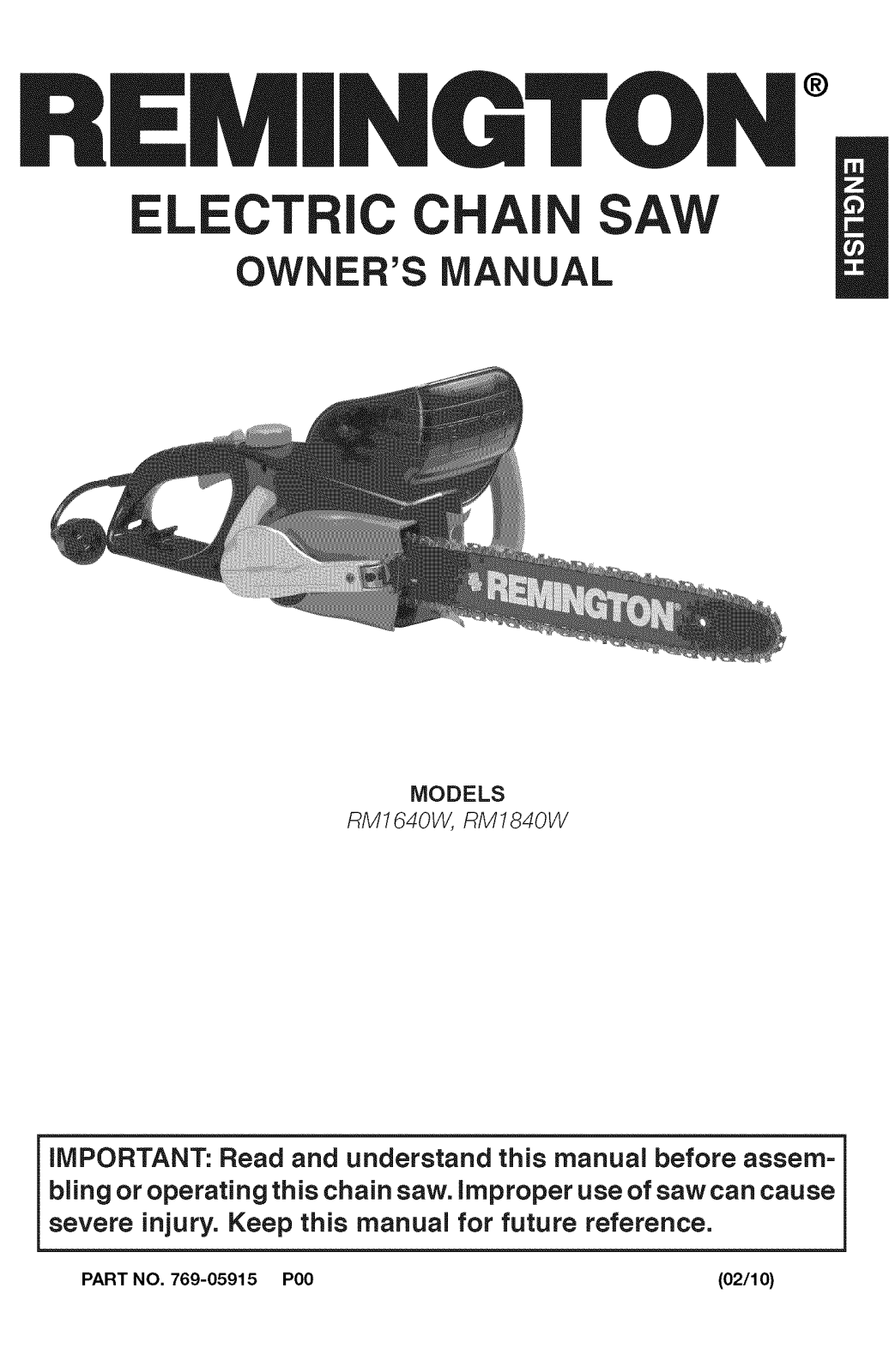 Remington RM1840W, RM1640W Owner’s Manual