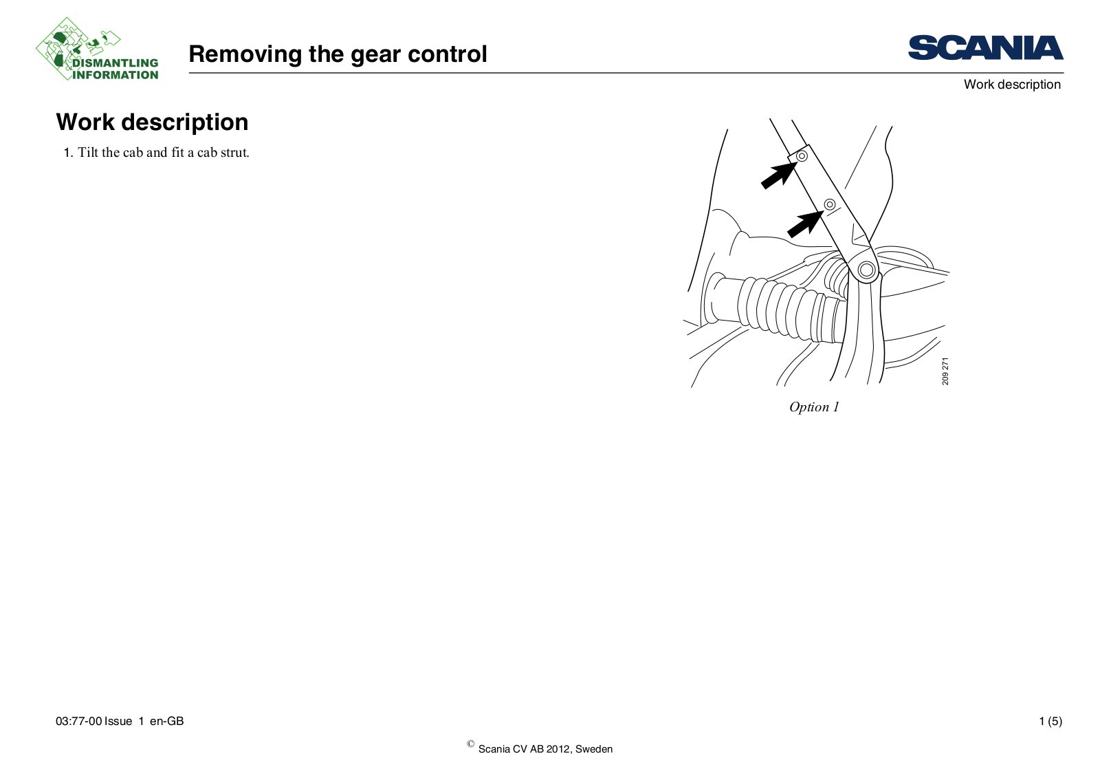 Scania Removing the gear control Service Manual