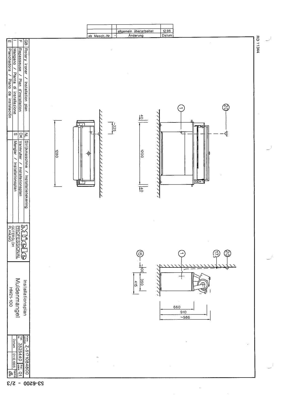 Miele HM 21-100 Installation diagram