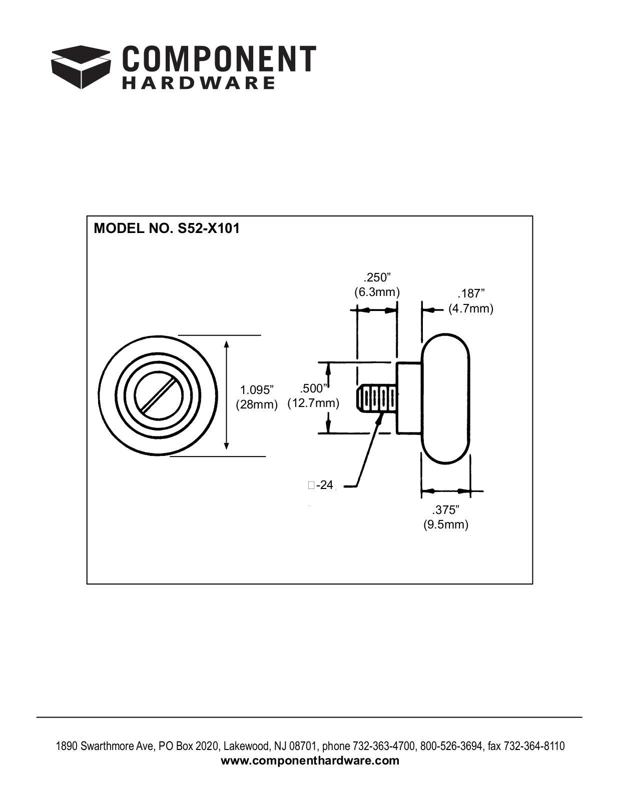 Component Hardware S52-X101 User Manual