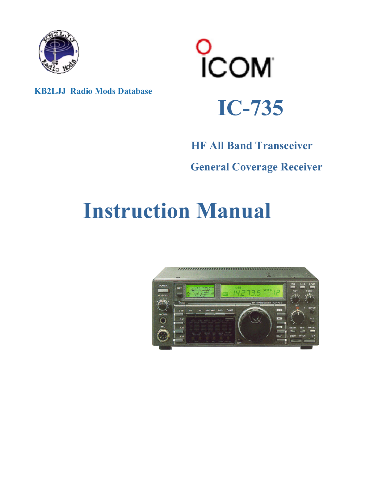 ICOM IC-735 Instruction Manual