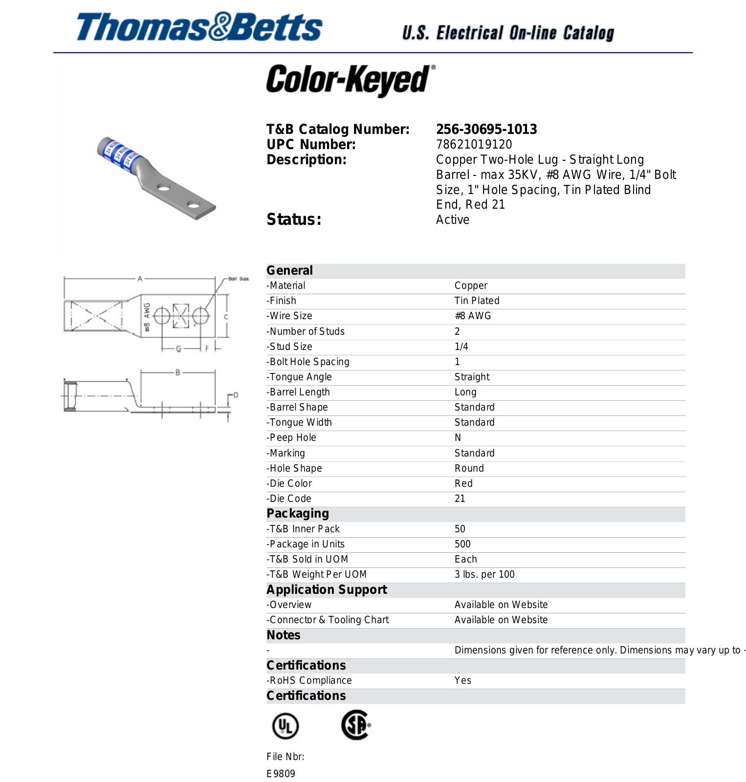 Thomas & Betts 256-30695-1013 Data Sheet - ManualMachine.com