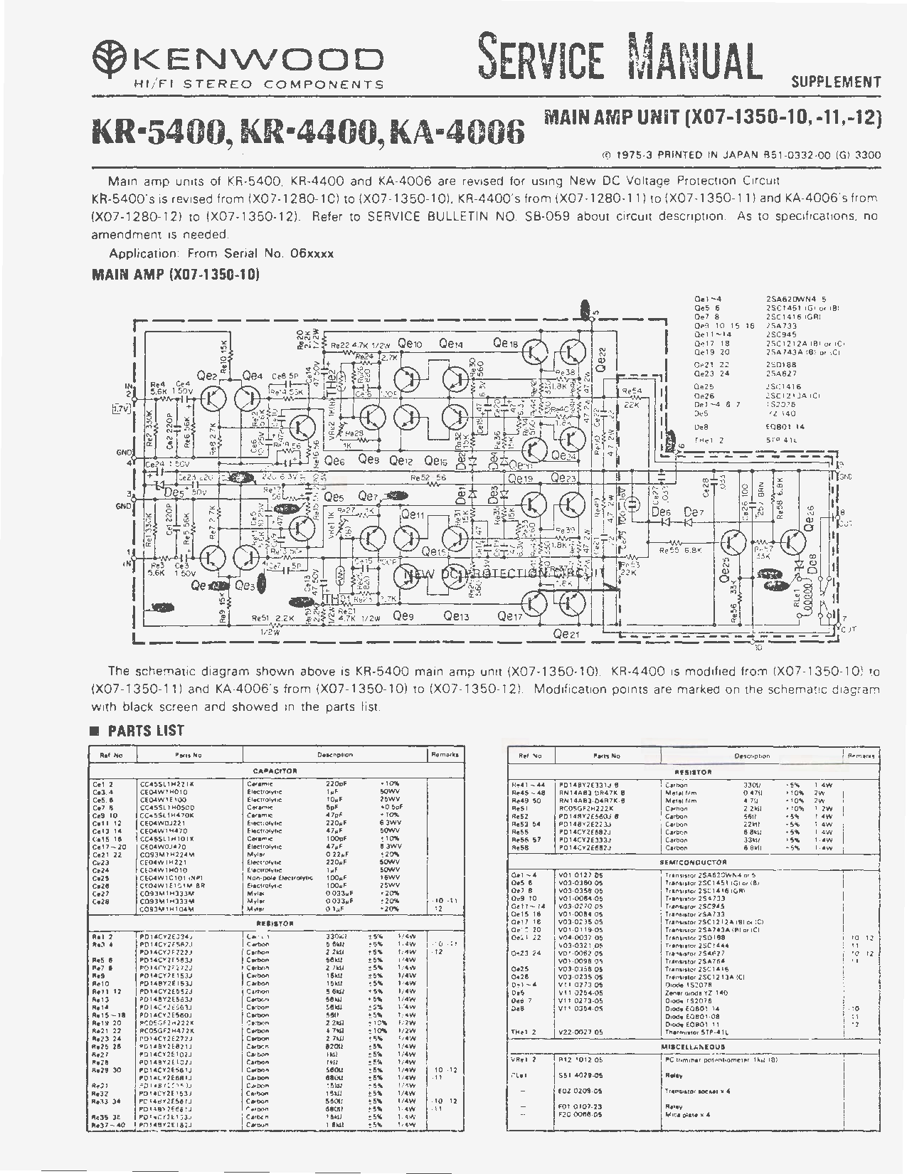 Kenwood KR4400, KR5400, KA4006 User Manual