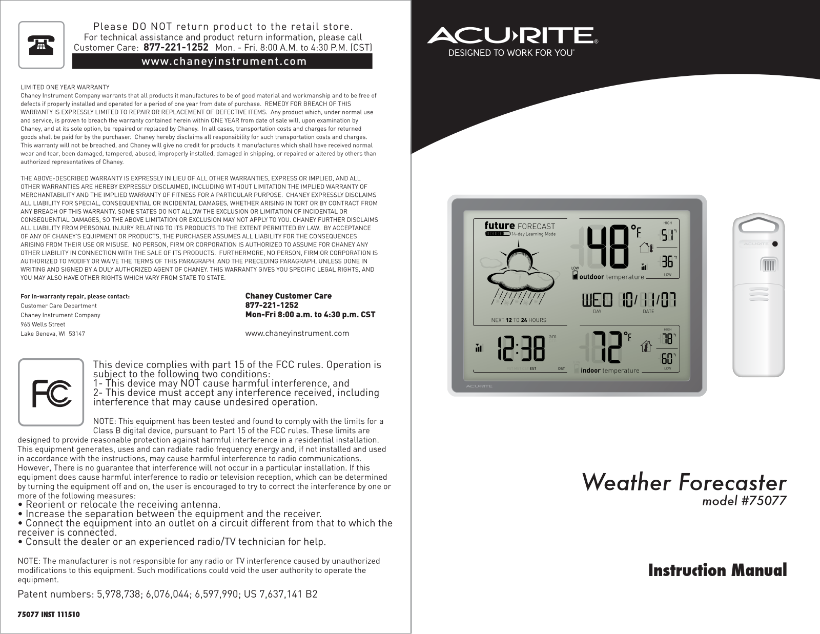 Acu-Rite 75077 User Manual