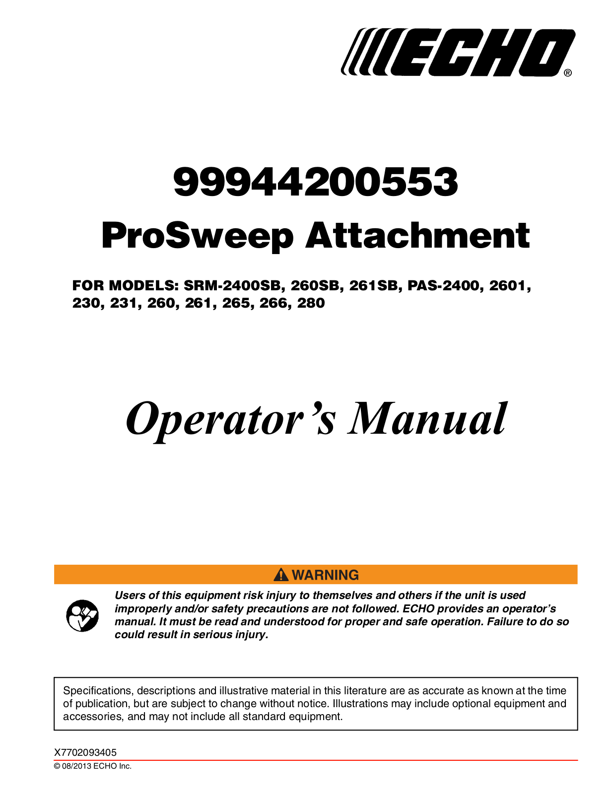 Echo 99944200553 User Manual