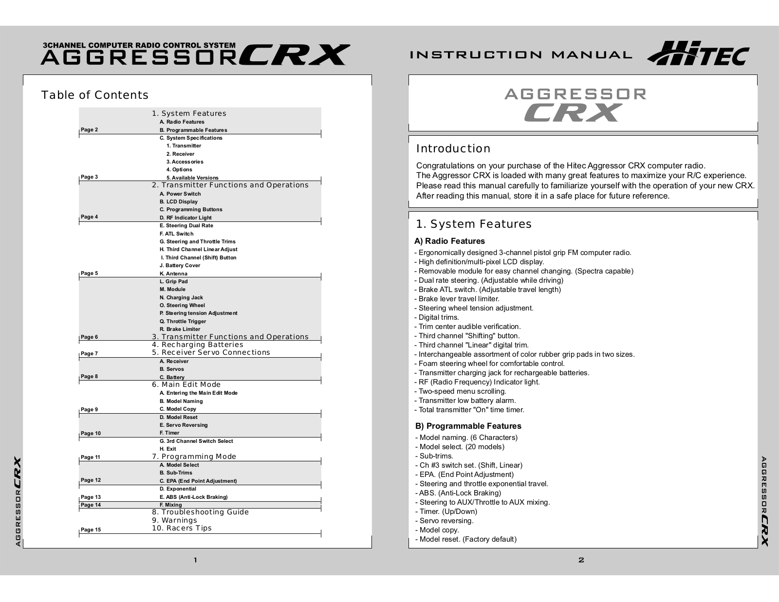 HITEC Aggressor CRX User Manual