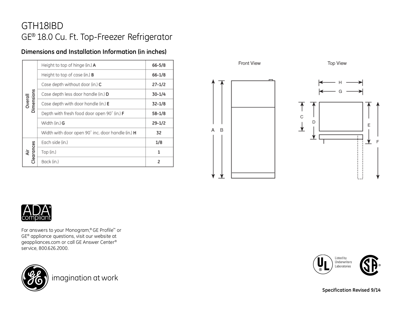 GE GTH18IBD Specification - ManualMachine.com