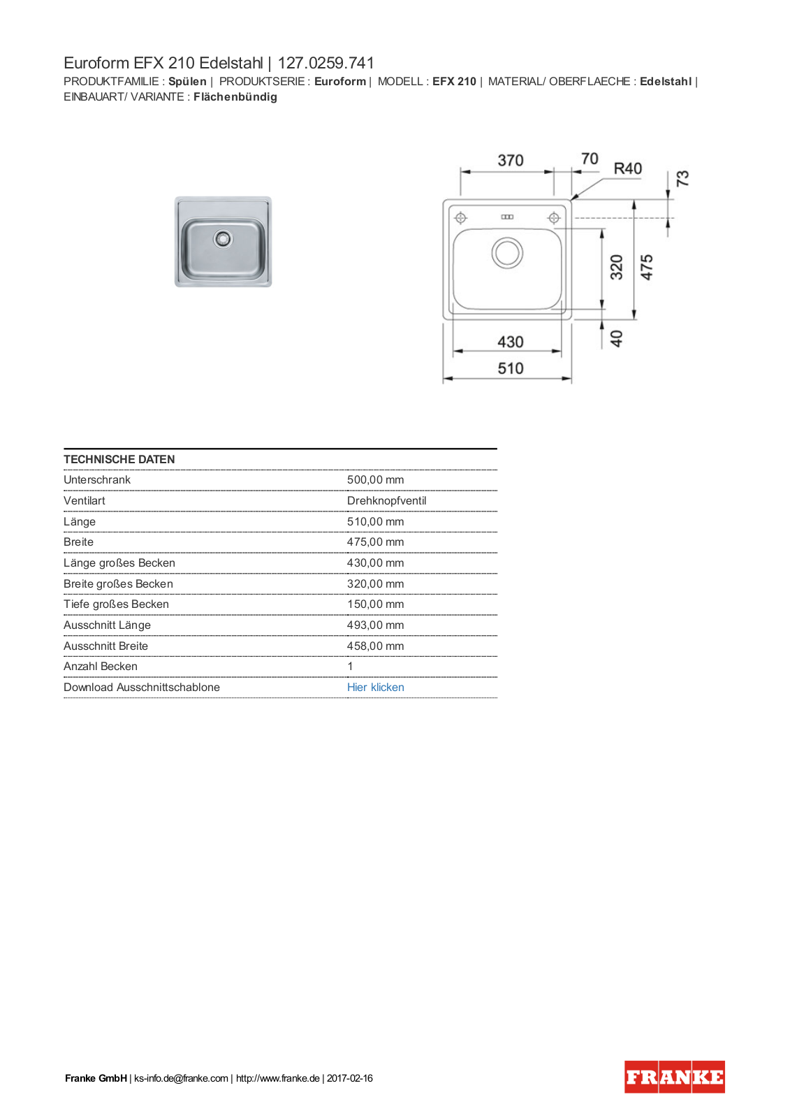 Franke 127.0259.741 Service Manual