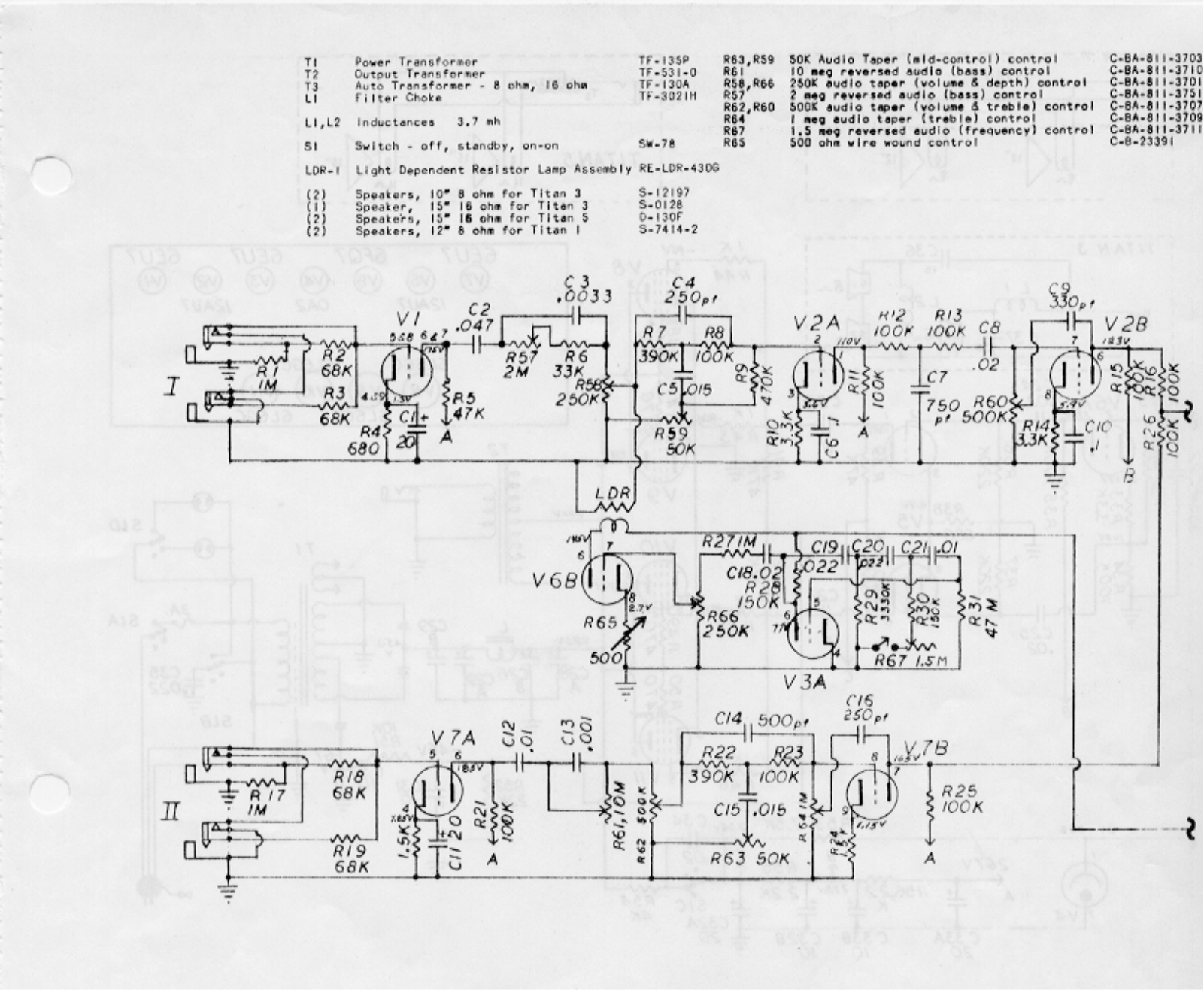 Gibson titan i, titan v, titan iii, titan ii schematic