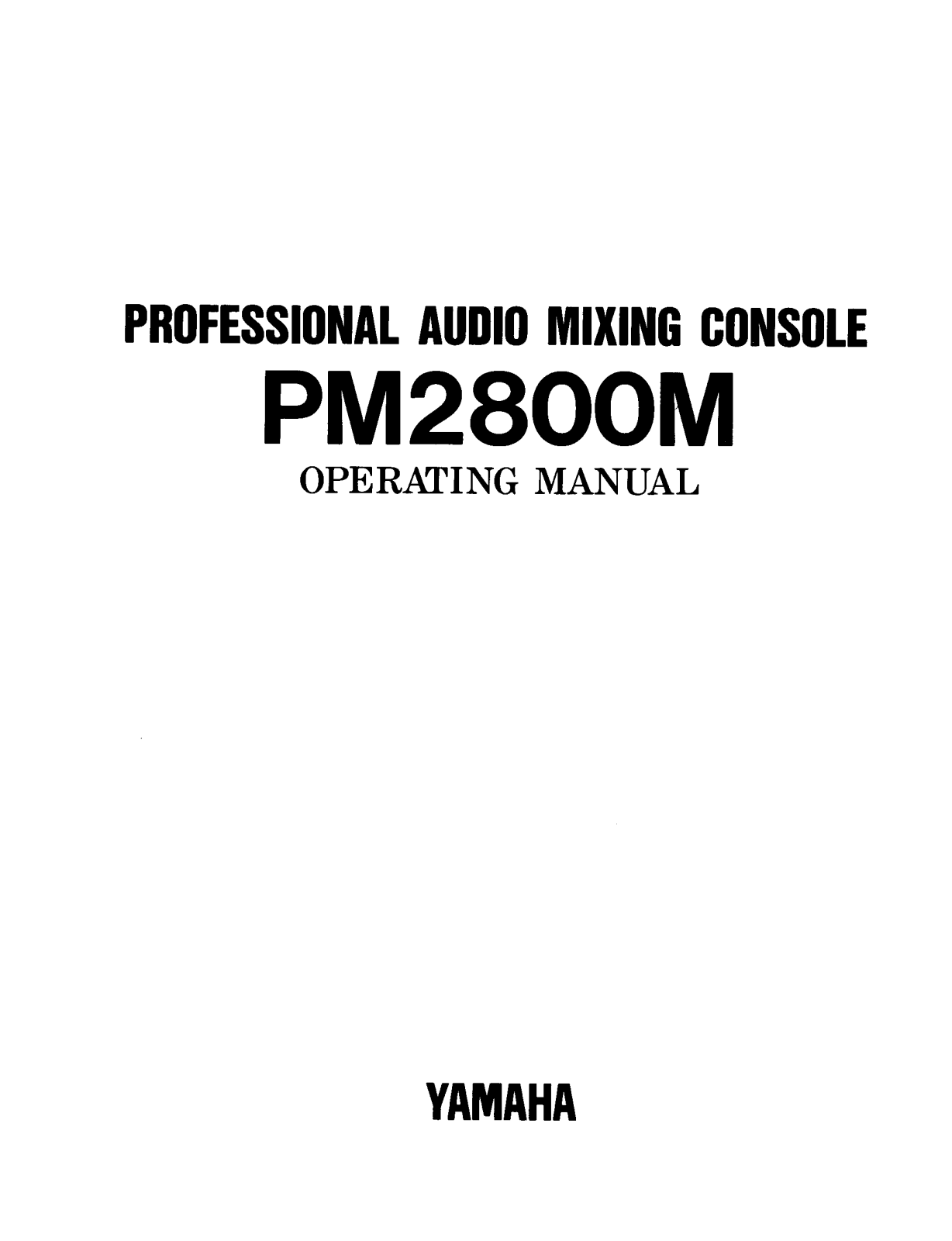 YAMAHA PM2800M operating Manual