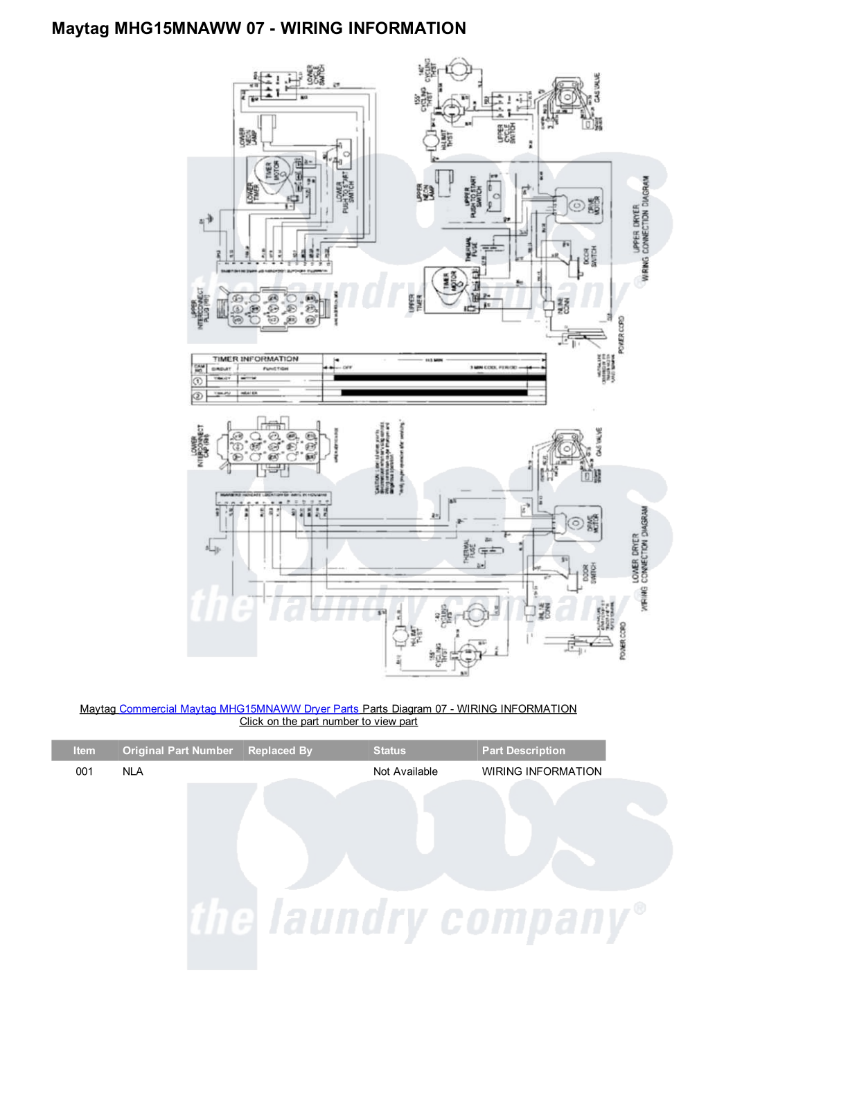 Maytag MHG15MNAWW Parts Diagram