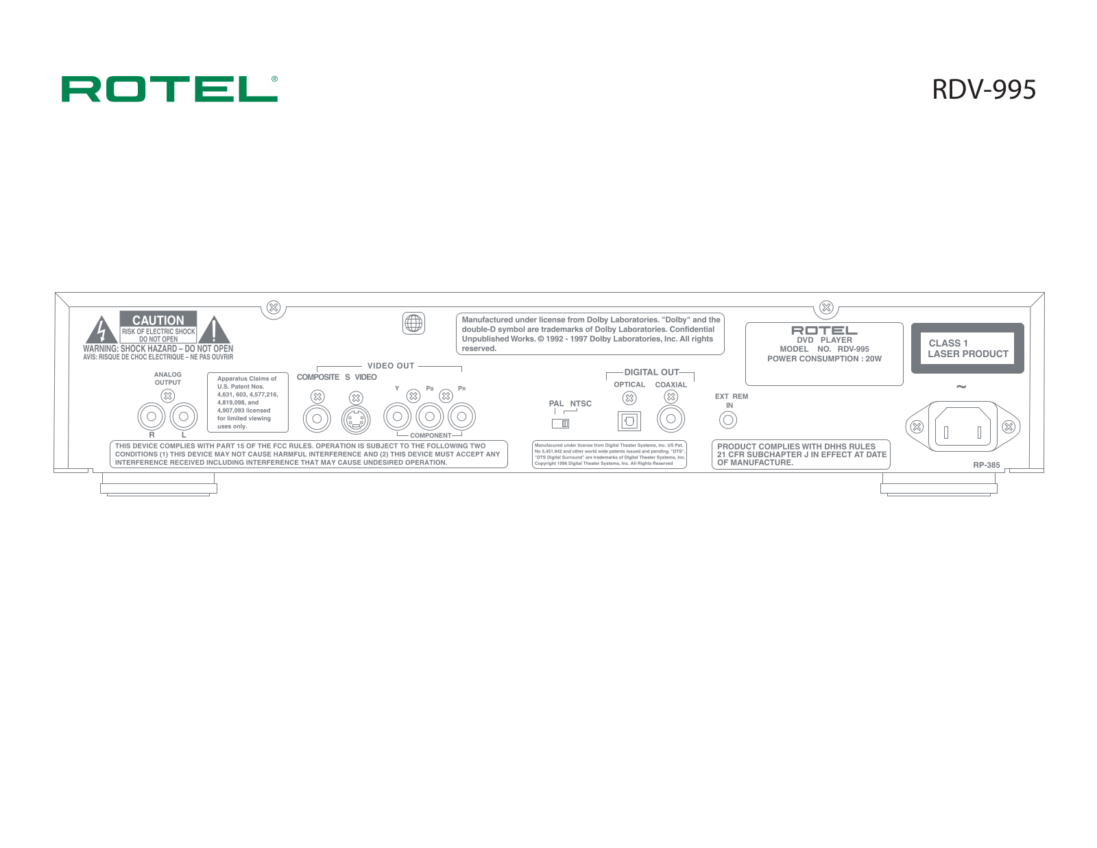 Rotel RDV-995-BK Owners manual