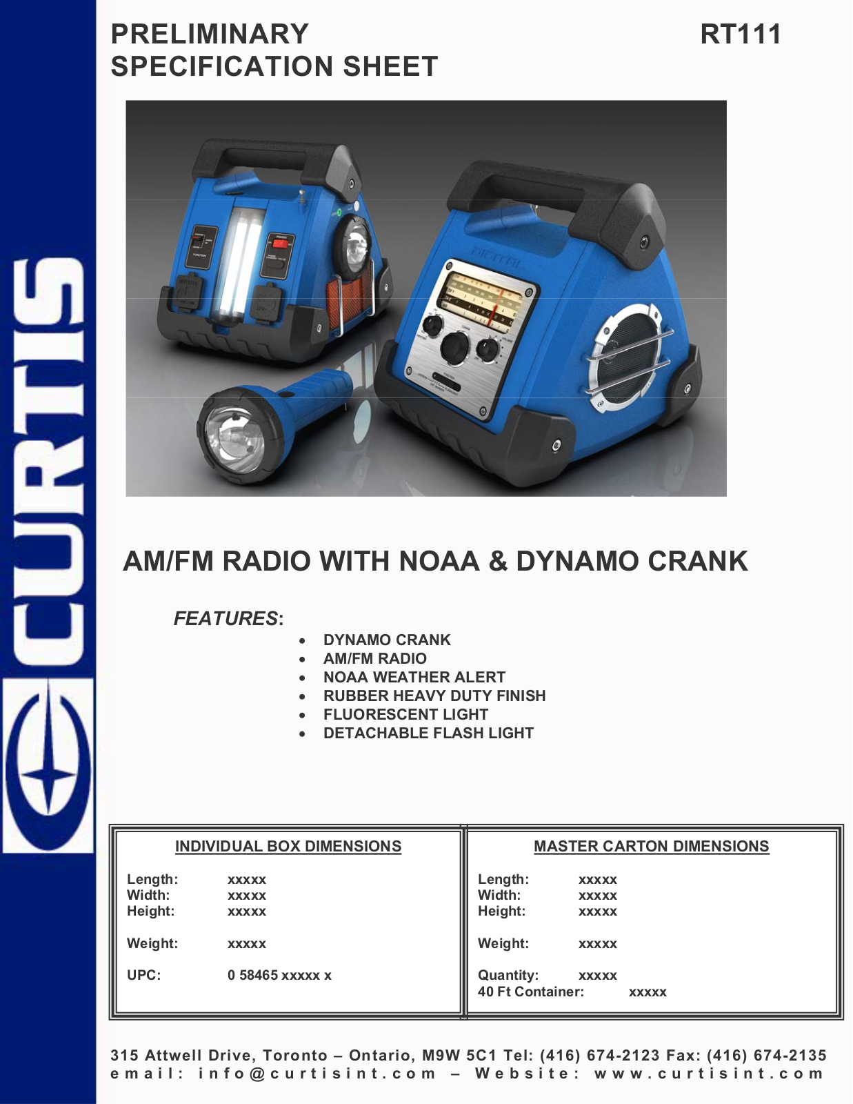 Curtis RT111 User Manual