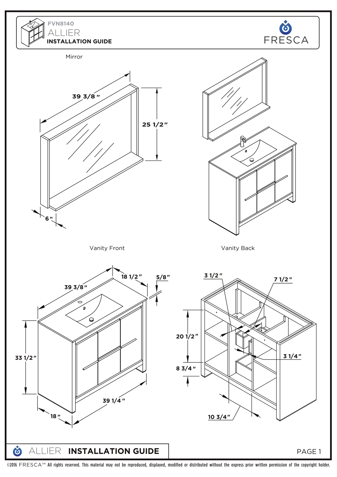 Fresca FBH1902 Installation & Assembly - ManualMachine.com