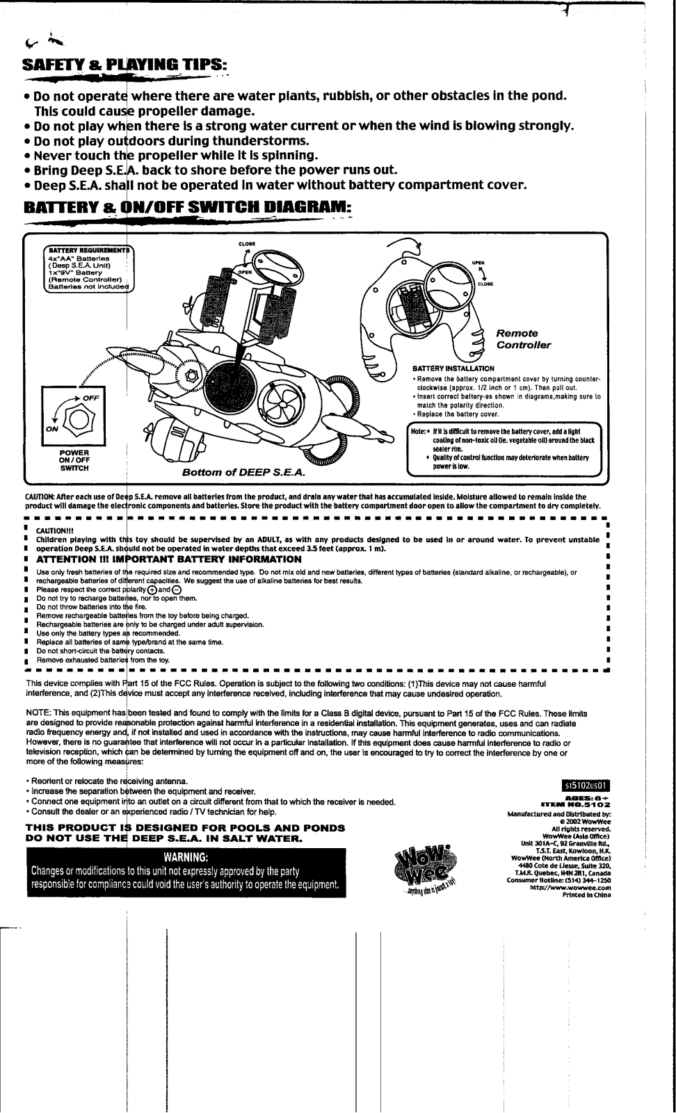 WowWee Group 5102, 5102A Users Manual