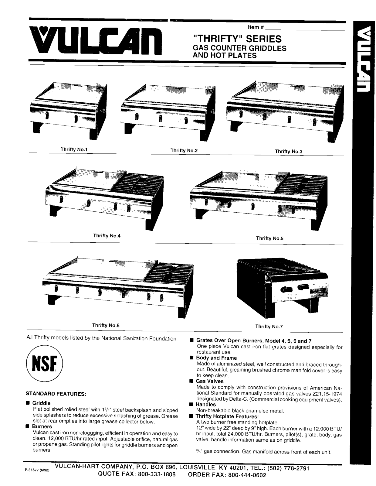 Vulcan Thrifty-1 User Manual