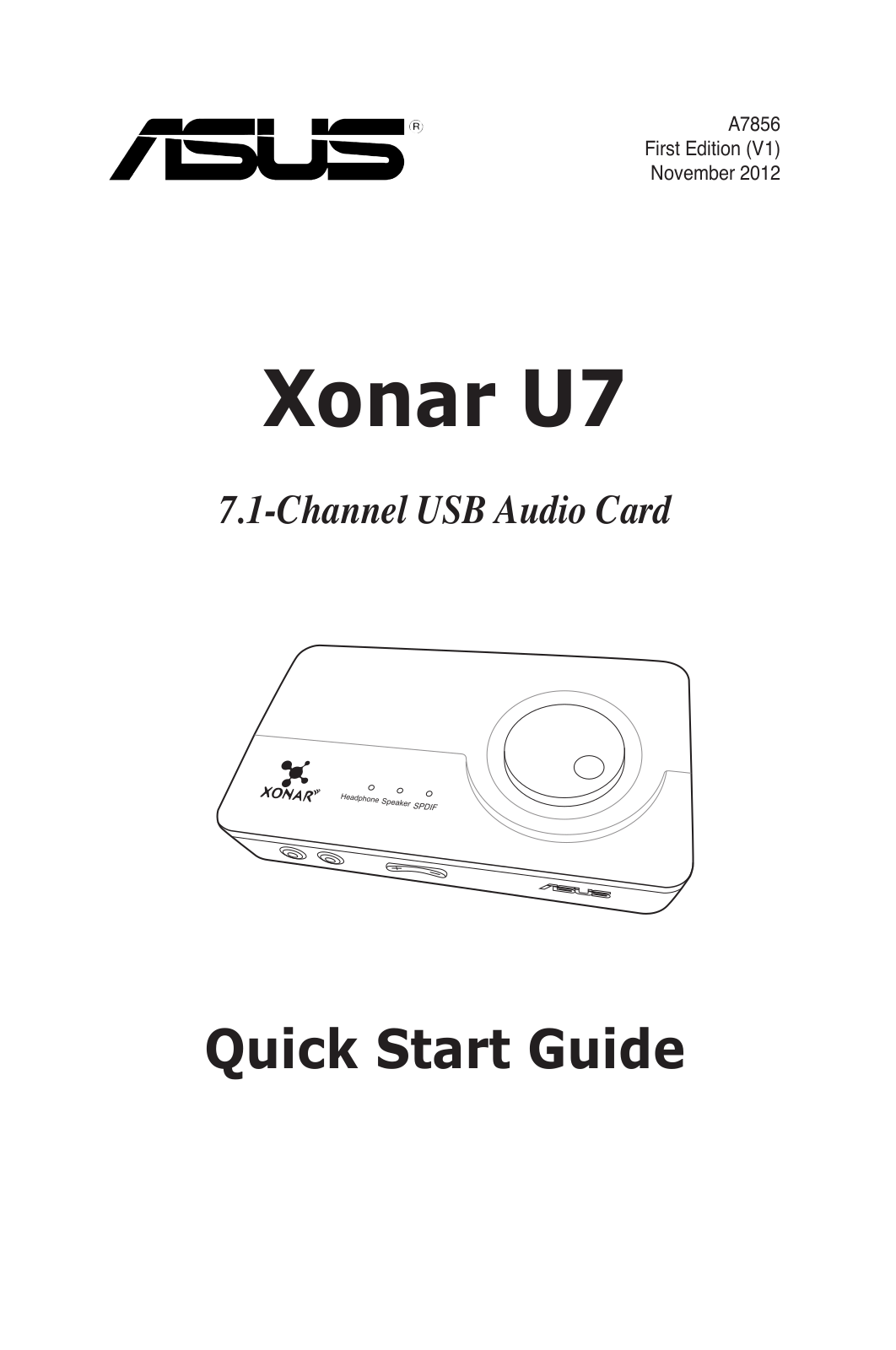 Asus Xonar U7 Quick Start Quide