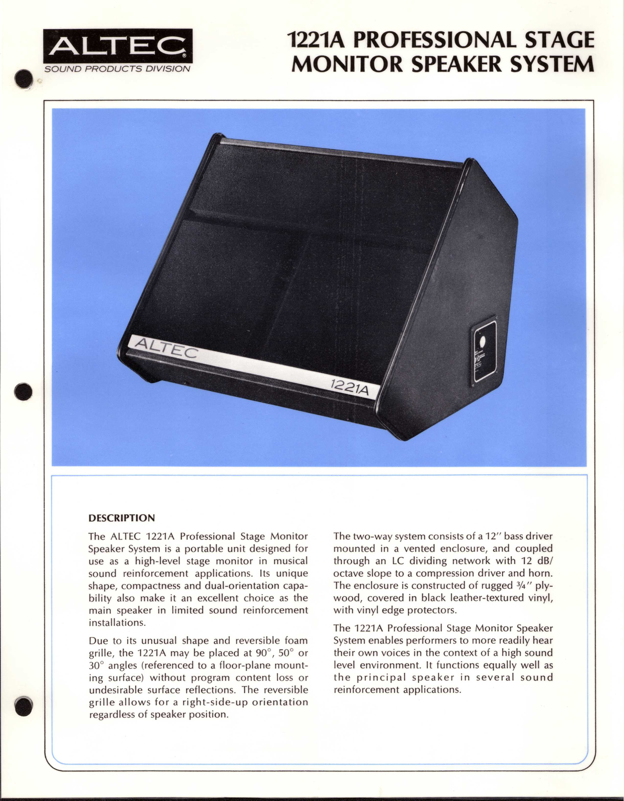 Altec lansing 1221A User Manual