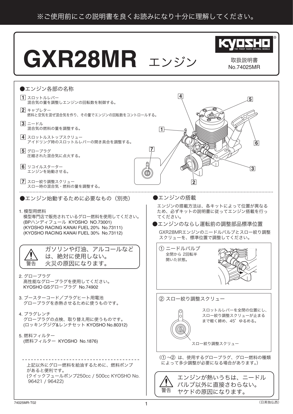 KYOSHO GXR28MR User Manual