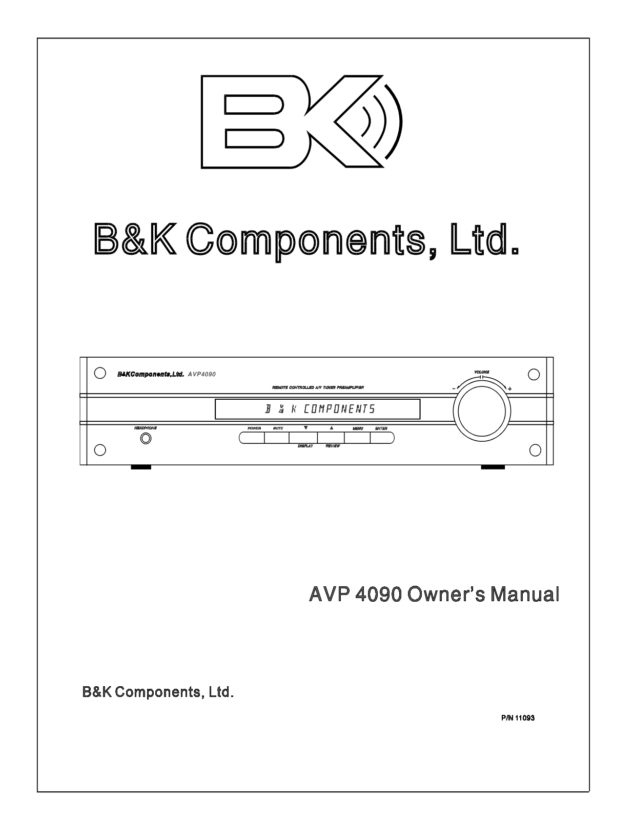 B and K AVP-4090 Owners manual