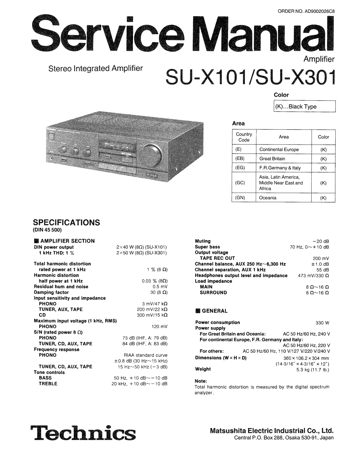 Technics SU-X101, X301 Schematic