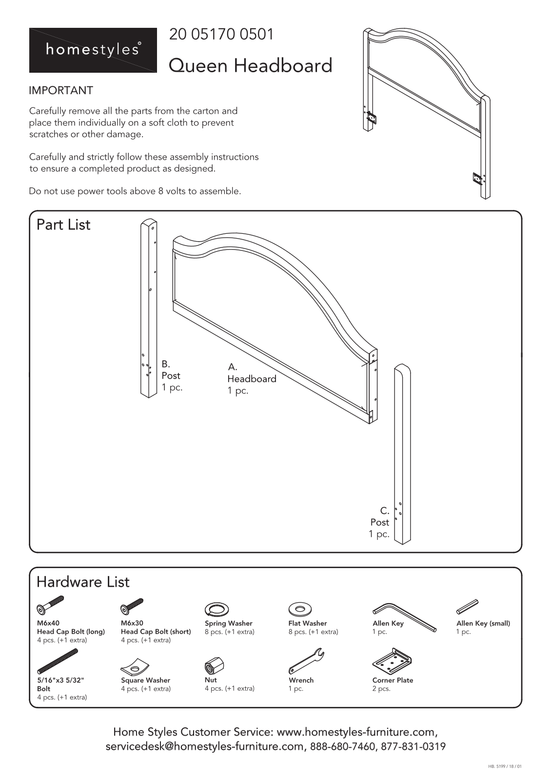 Homestyles 20 05170 0501 Assembly Instructions