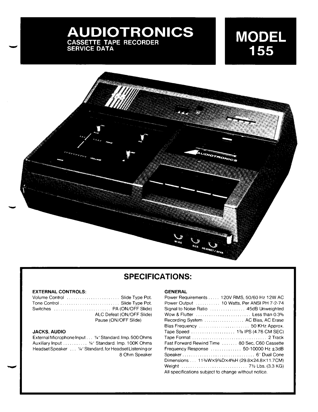 Audiotronics 155 User Manual - ManualMachine.com