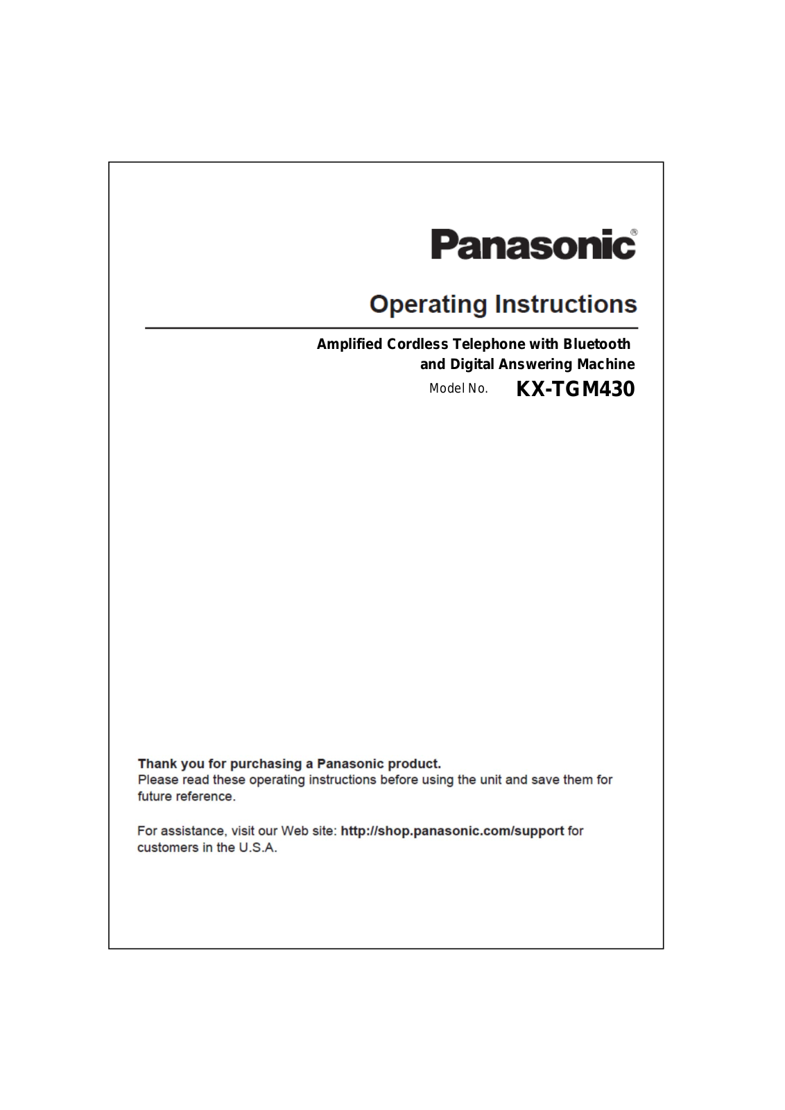 Panasonic 96NKX TGM430 Users Manual