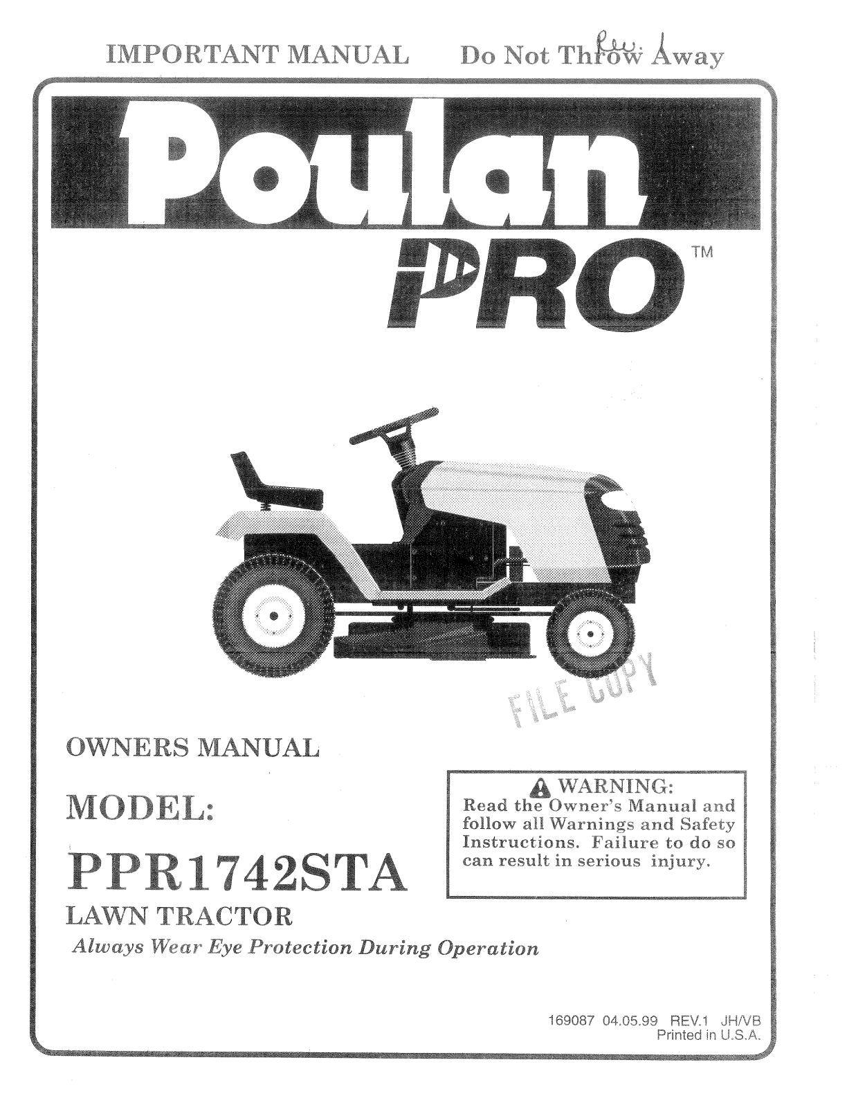 Poulan 169087 User Manual