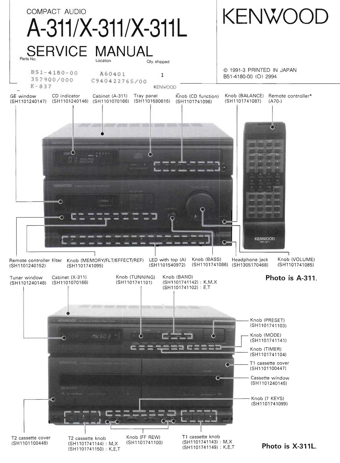 Kenwood X-311 Service Manual