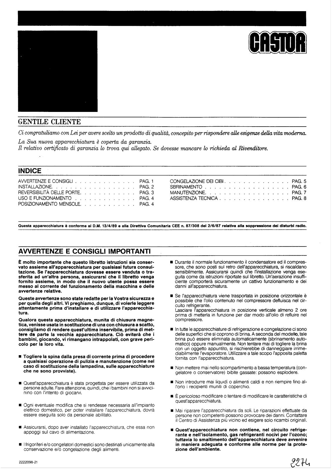 Castor CFD280 Instructions Manual