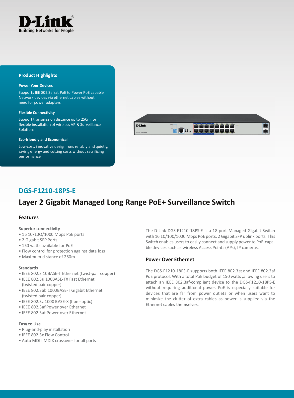 D-Link DGS-F1210-18PS-E Datasheet