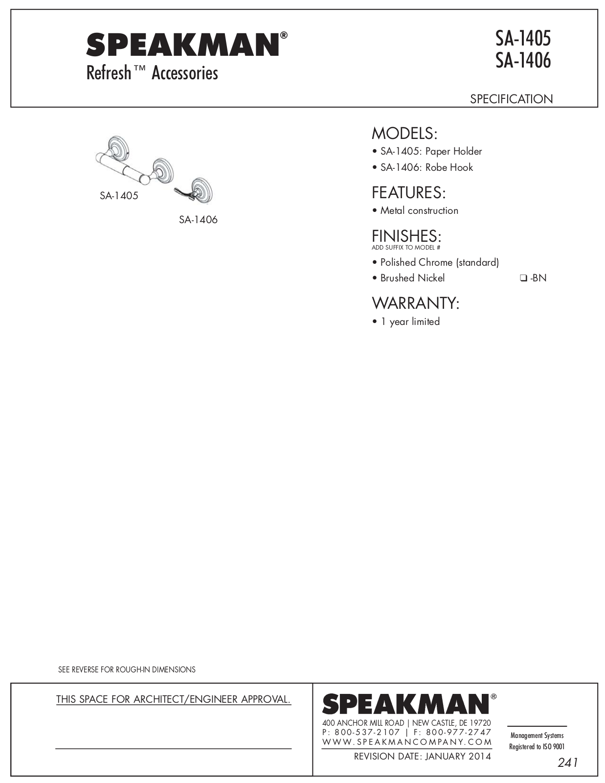 Speakman SPK2698 Specifications - ManualMachine.com