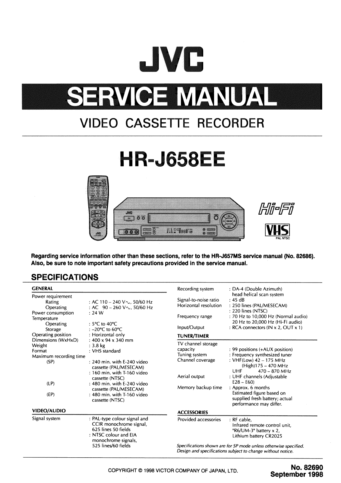 JVC HR-J658EE Service Manual